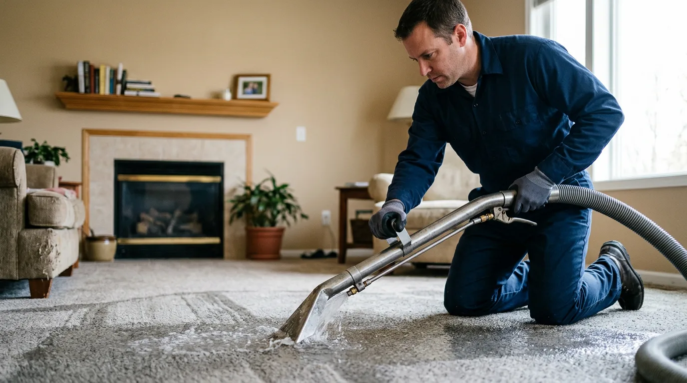 Water damage restoration technician working near Muir, MI
